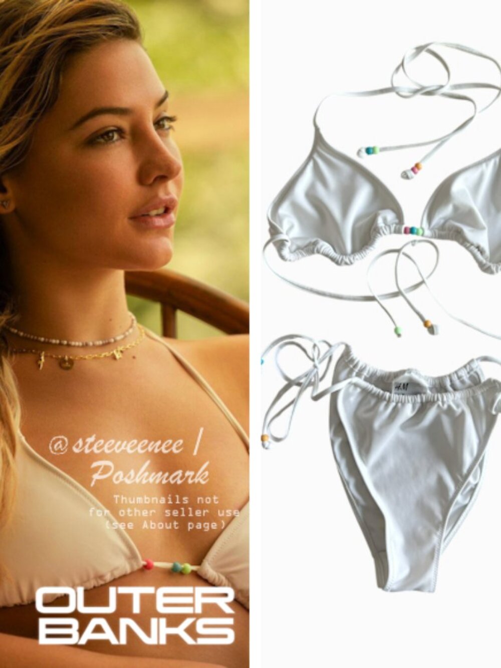 H&M Padded Triangle Beaded Bikini ASO Sarah Cameron